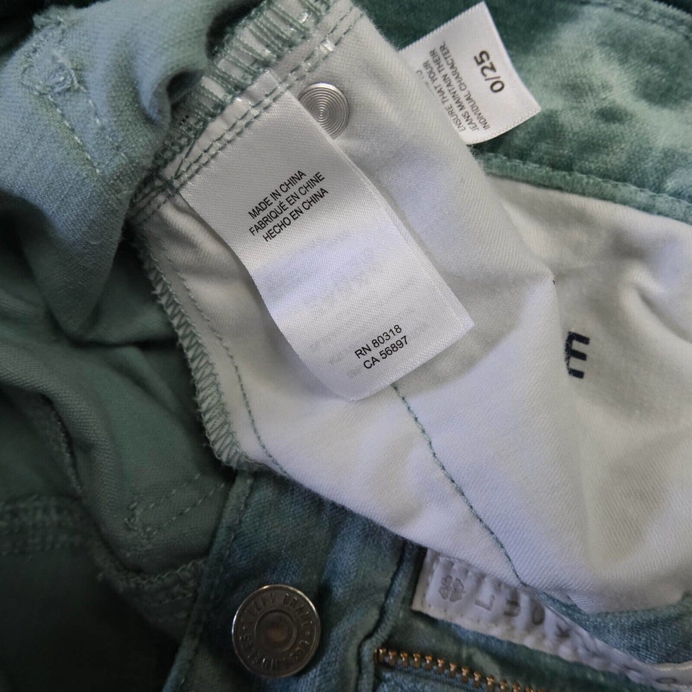 LUCKY BRAND Womens 00 Ava Antartica Sea Foam Crushed Velvet Skinny Jeans Pants - Picture 6 of 16